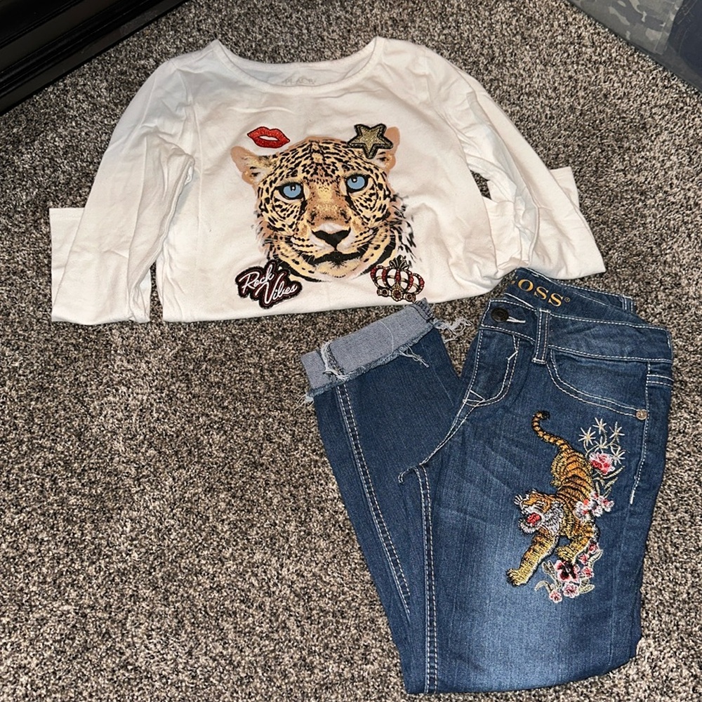 Girls Two Piece Shirr & Jeans